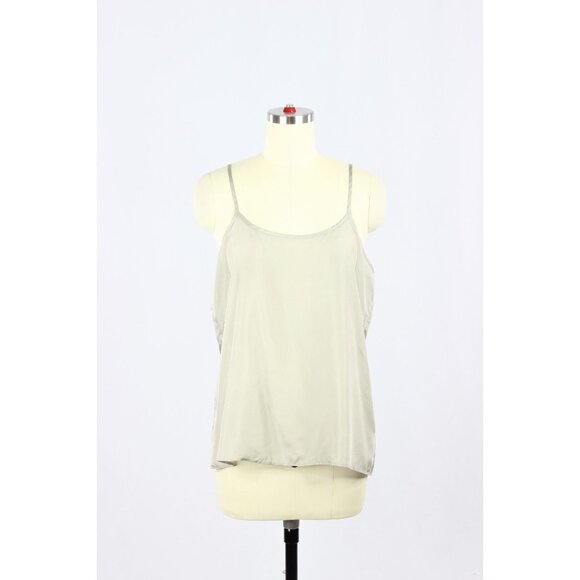 EILEEN FISHER Dove Beige Taupe Silk Habotai Camisole Tank Top, Size L - Picture 1 of 9